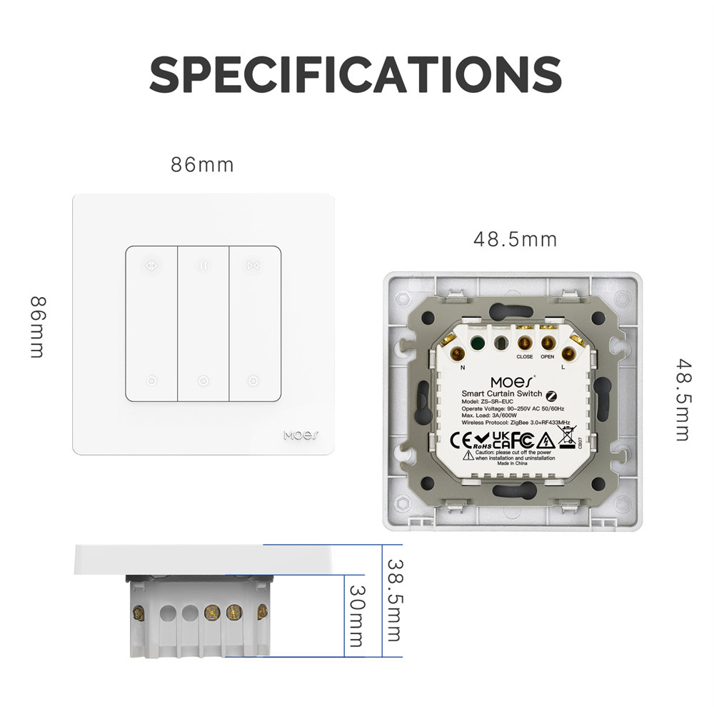 MOES Smart ZigBee Star Ring Curtain Switch For Rol04