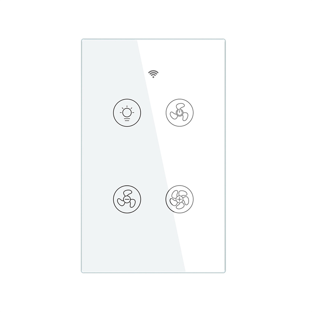 MOES  WiFi RF Smart Ceiling Fan Light 2/3 Way Muilti-Control Association Relay Status Backlight Switch OFF Smart Life/Tuya APP RF Remote Speed Contro
